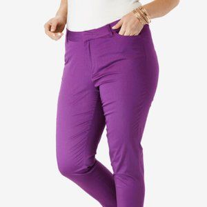 New-Sateen Everywhere Pant-Plum Purple Plus Size 32W Roaman's